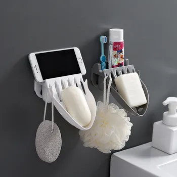 

cocina organizer 3 In 1 Creative Punch-free Soap Box Bathroom Holder Wall Hanging Rack Tools makeup organizer organizador