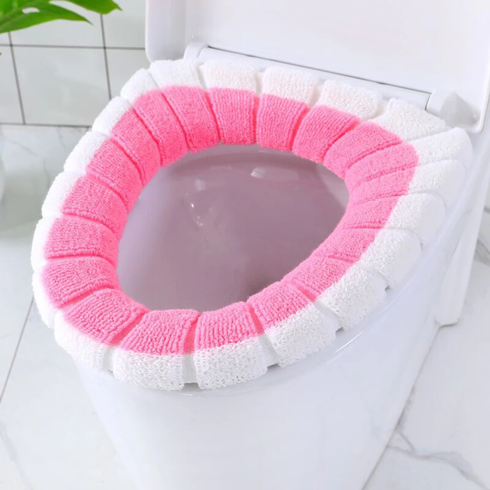 

Toilet Seat Cover Comfortable Velvet Coral Bathroom Washable Closestool Standard Pumpkin Pattern Soft Cushion Toilet Cover Seat