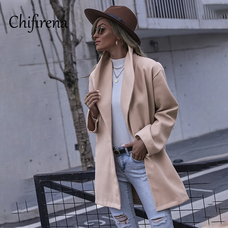 

Chifirena Fashion Winter Women Long Coat Solid Long Sleeve Warm Down Topoat Female Elegant Lady Oversized Jacket Casual Overcoat