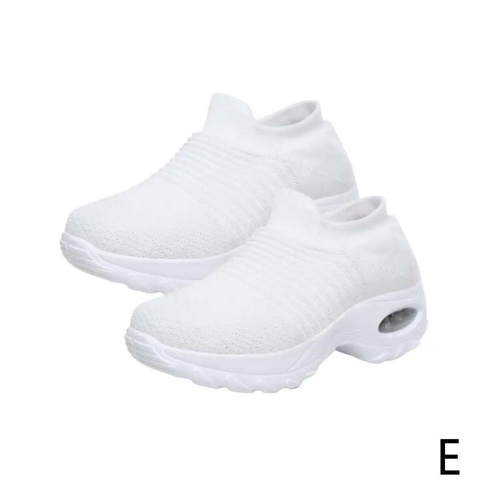 white Женские кроссовки на платформе с воздушной подушкой; дышащая женская модная обувь; женская модная спортивная обувь, увеличивающая рост; большие размеры 35-42 - Цвет: white
