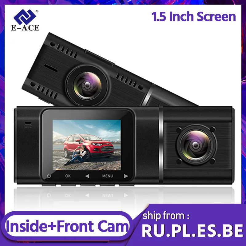 E ACE B38 Автомобильный видеорегистратор 1 5 дюйма мини Full HD 1080P с двумя объективами