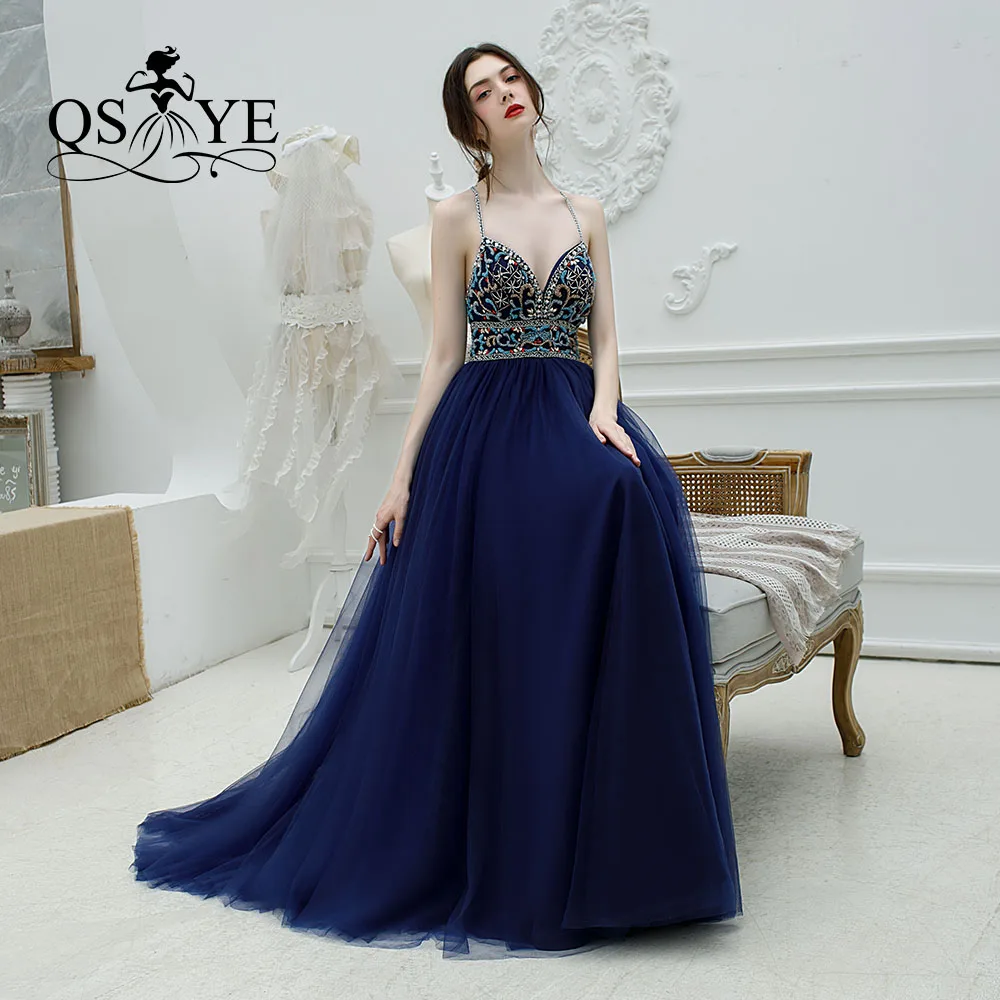 same as pictures QSYYE ever pretty Длинные платья выпускного вечера тюль милое на тонких бретельках украшенное бисером с длиной до пола формальное вечернее платье вечерние платья - Цвет: same as pictures