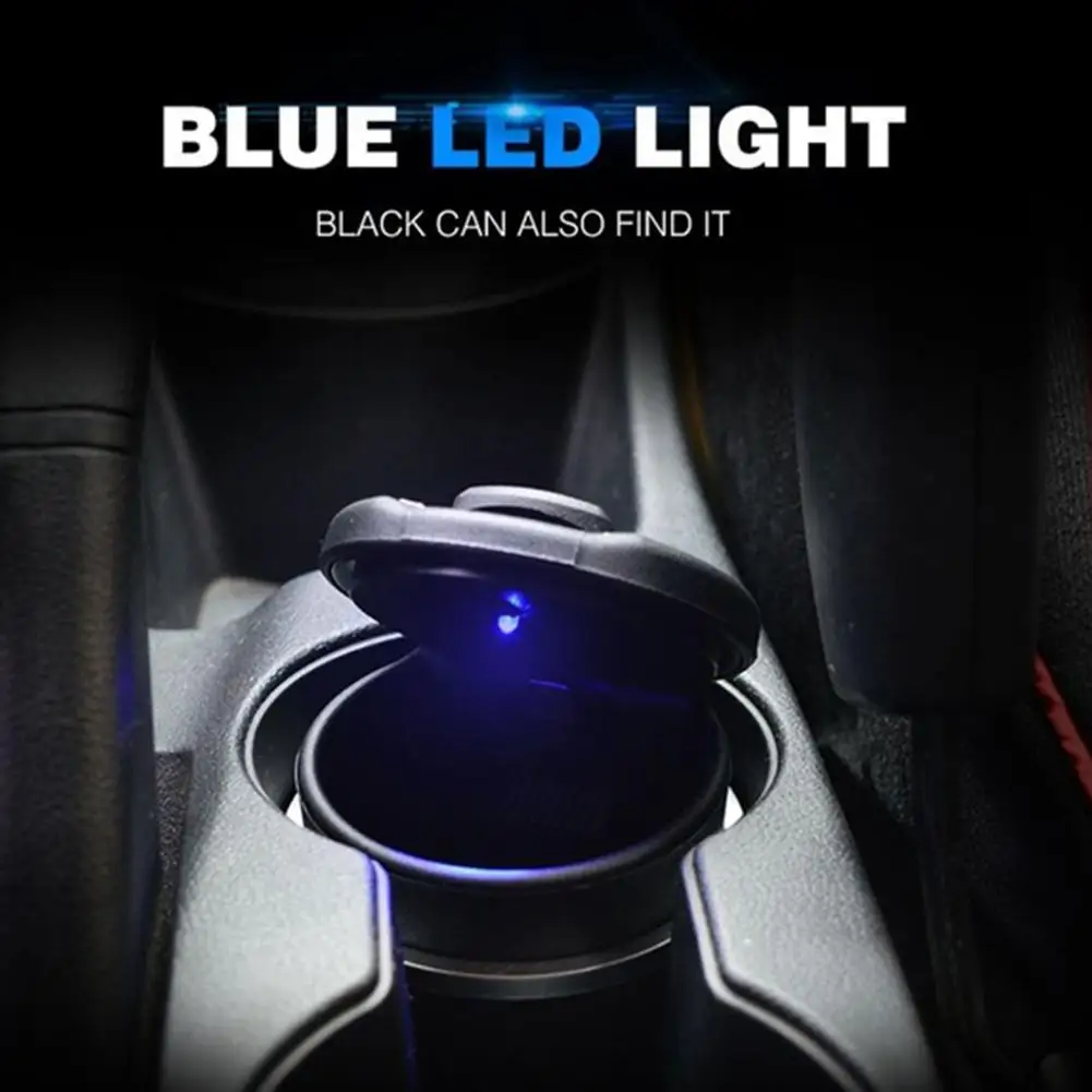1PC Portable Auto Car Truck LED Cigarette Smoke car Ashtray Blue LED Light Smokeless Ashtray Cigarette Holder Anti-slip Rubber