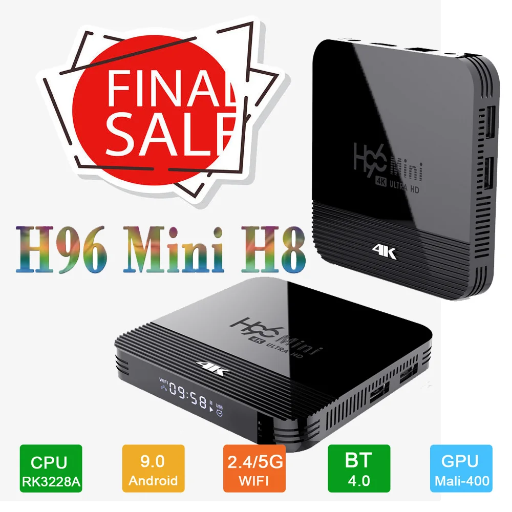ТВ-приставка на Android 9 0 H96 Mini H8 RK3228A 1G 8G 2G 16G H.265 2 4G 5G Wifi Google плеер Youtube 4K 1080P
