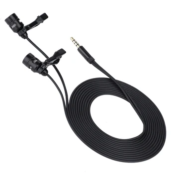 

3.5mm Lapel Tie Clip Capacitor Dual-Head Microphone Responsive Low Distortion Mic For Smartphone​​