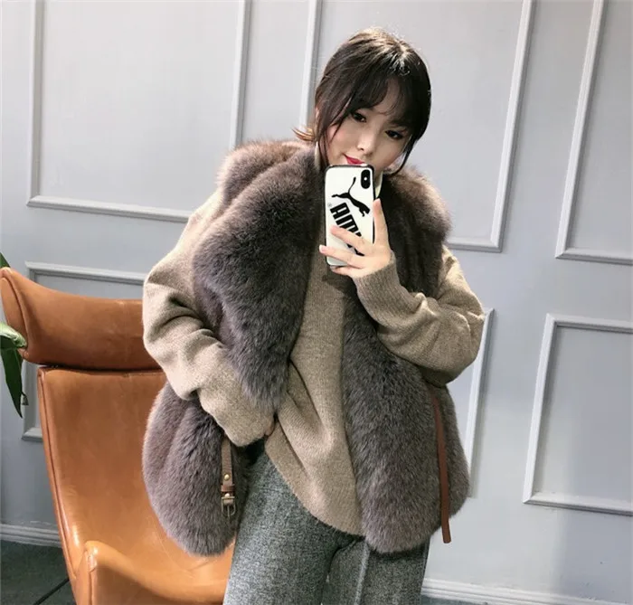 Color 4 Winterjas dames натуральный Полный Пелт Настоящий Лисий Мех жилет костюм воротник женский натуральный Лисий жилет Зимний Средний Waiscoat - Цвет: Color 4
