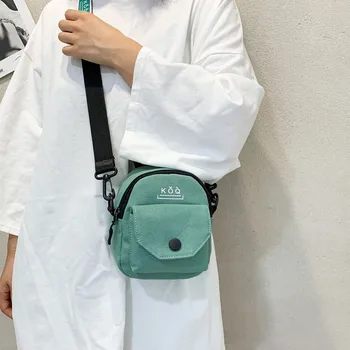 

Women's canvas pouch student solid color shoulder bag girl fashion small crossbody bag Женская сумка через плечо 2020 New
