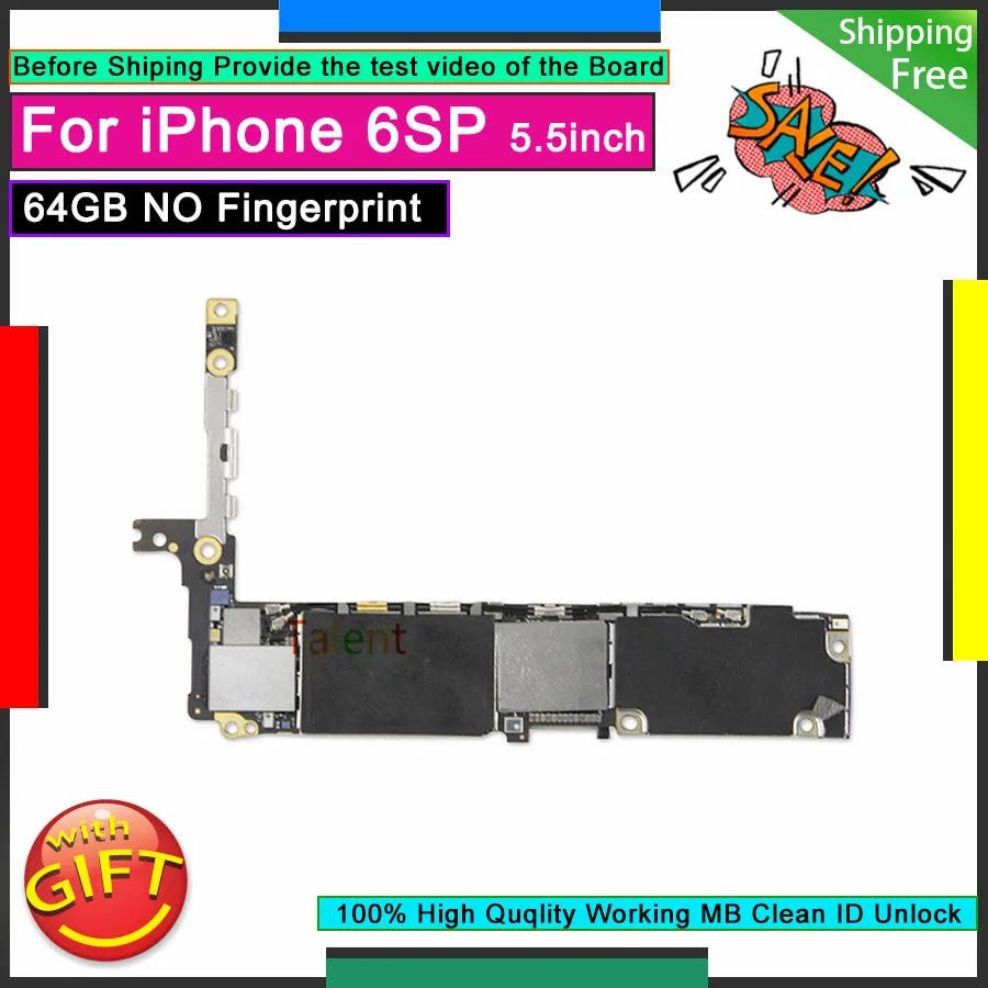 Для iPhone 6S Plus материнская плата 64 Гб без Touch ID Разблокировка разборная материнская плата Хорошая рабочая логическая плата протестированная полная функция