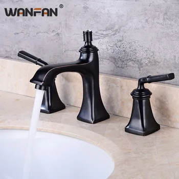 

Luxury 3 Piece Set Faucet Bathroom Mixer Deck Mounted Sink Tap Basin Toilet Faucet Set Black Mixer Tap Faucet S79-404