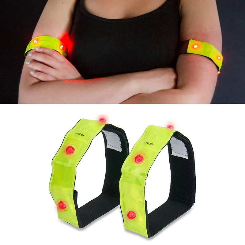 

2Pcs Reflective Bands Belt Bike LED Light Armband Reflective Safety Light Night Cycling Running For Everyone Sports Arm Light