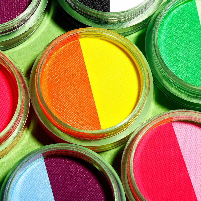 Delanlanci 10 Cores Duplas Rosto Pintura à Base de Água Ativado Delineador uv Ligh Arcoíris Bolo Corpo Pintura Brilho Delineador no Escuro 8 Delanlanci 10 cores duplas rosto pintura à