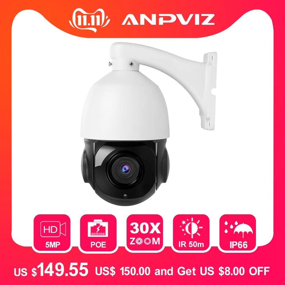 buy Hikvision Compatible 5MP PTZ IP Camera Outdoor 4.7 94mm Speed Dome 30X Zoom Speed Dome POE Surveillance Camera CCTV 50m IR P2P