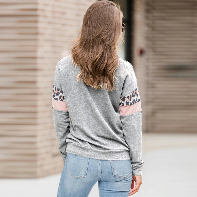Blusas Femininas, модные женские блузки, леопардовая расцветка, длинный рукав, блузка, рубашка, повседневная, Круглый ворот, свободные топы, футболки размера плюс XL
