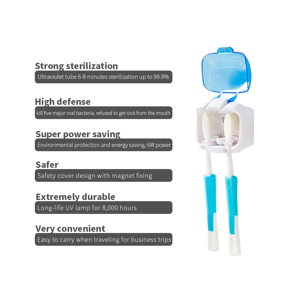 Стерилизатор зубных щеток для 2 зубных щеток, коробка для дезинфекции с УФ-защитой, настенный держатель для зубных щеток
