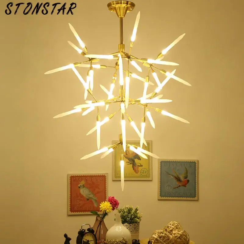 

Post modern bronze iron branch G4 LED bulb pendant light fixture norbic creative home deco dining room acrylic 1637328