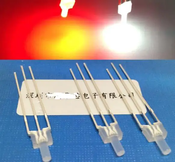 OEM Diffused Bicolor Flat top 2mm LED Diode for indicator common anode/cathode 3pins red@white color afbeelding