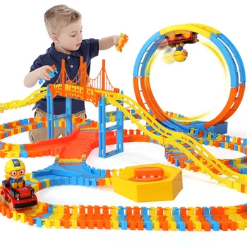 

The New Children's Puzzle Creative Diy Assemble Cartoon Penguin Climbing Subway Toy Magical Racing Track Suit Toy