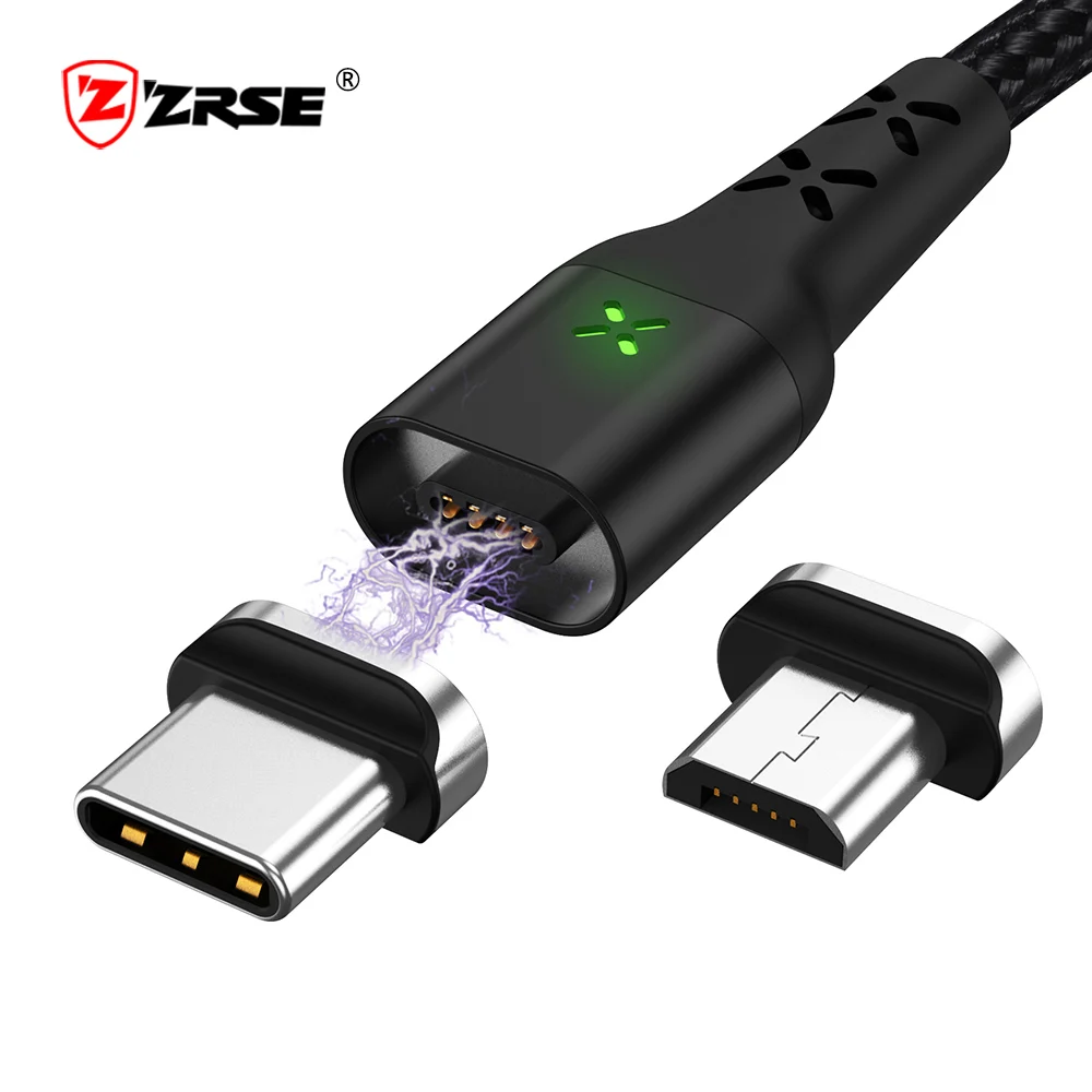 Магнитное зарядное устройство ZRSE 3 в 1 кабель Micro USB Type-C для Samsung iPhone 6 7 8 мобильного