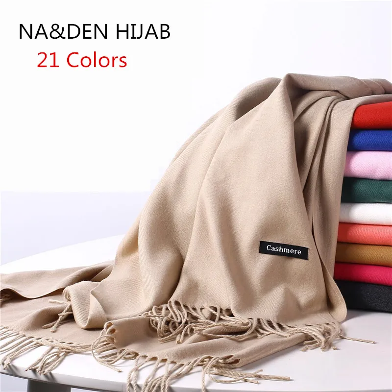 1PC Women Winter Scarf Pure Cashmere Scarves Thick Neck Warm Headband Hijab Lady shawls Wraps Blanket Pashmina Female Echarpe |