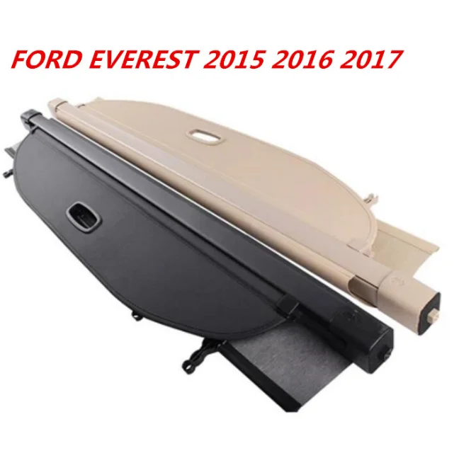 

High quality Car Rear Trunk Security Shield Cargo Cover For FORD EVEREST 2015 2016 2017 (Black beige)