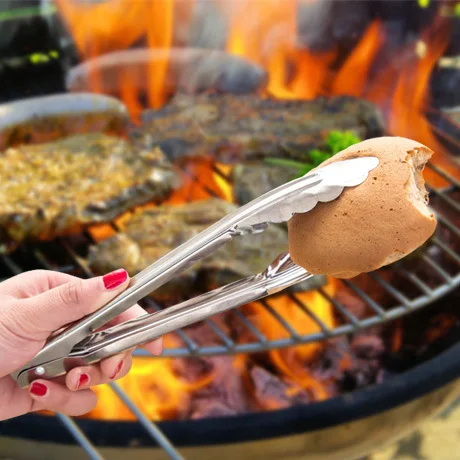 Warm Stainless Steel Barbecue Locking Tongs Serving Clip BBQ Grill Baking Salad Steak Vegetable Pasta Kitchen Tool 1pcs