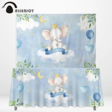 *#Best Price Allenjoy cute elephant background blue heart cloud leaf cartoon birthday baby shower baptism backdrop tablecloth photophone *#Best Price Allenjoy cute elephant background blue heart cloud leaf cartoon birthday baby shower baptism backdrop tablecloth photophone
