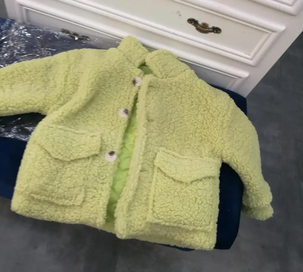 green coat thick Girl Jacket thick warm Kids autumn winter Clothes Children Jacket for Baby Boys Outerwear Girls Coat toddlers 90~130 cotton - Цвет: green coat thick