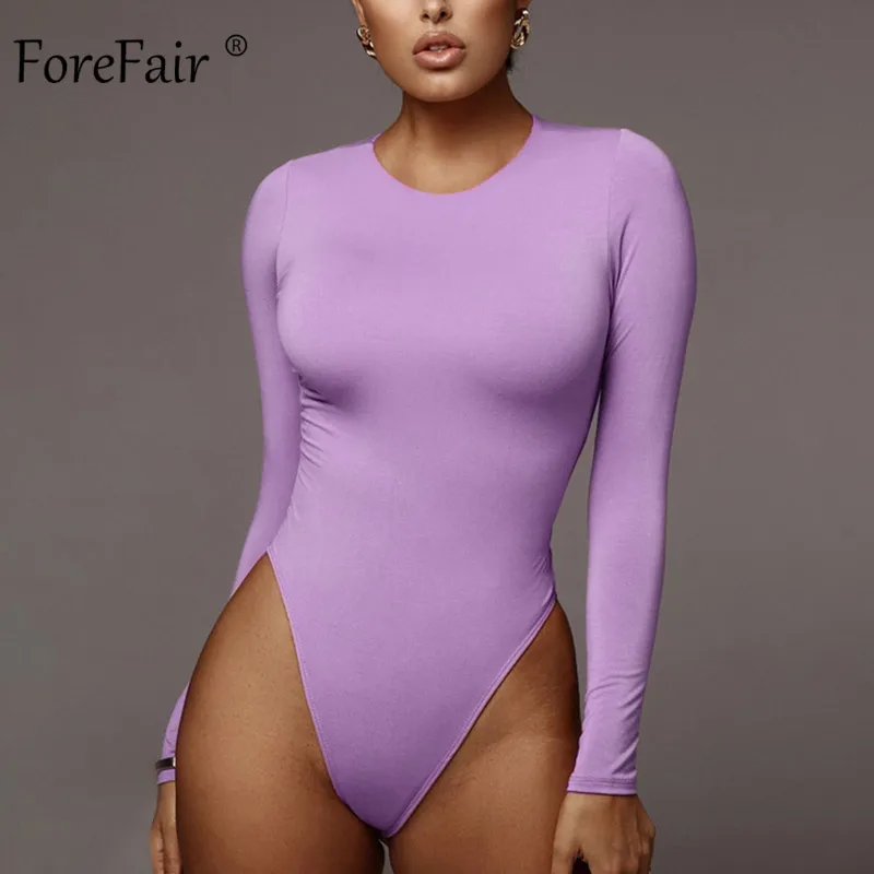 Женское боди с круглым вырезом Forefair белое или фиолетовое однотонное хлопковое