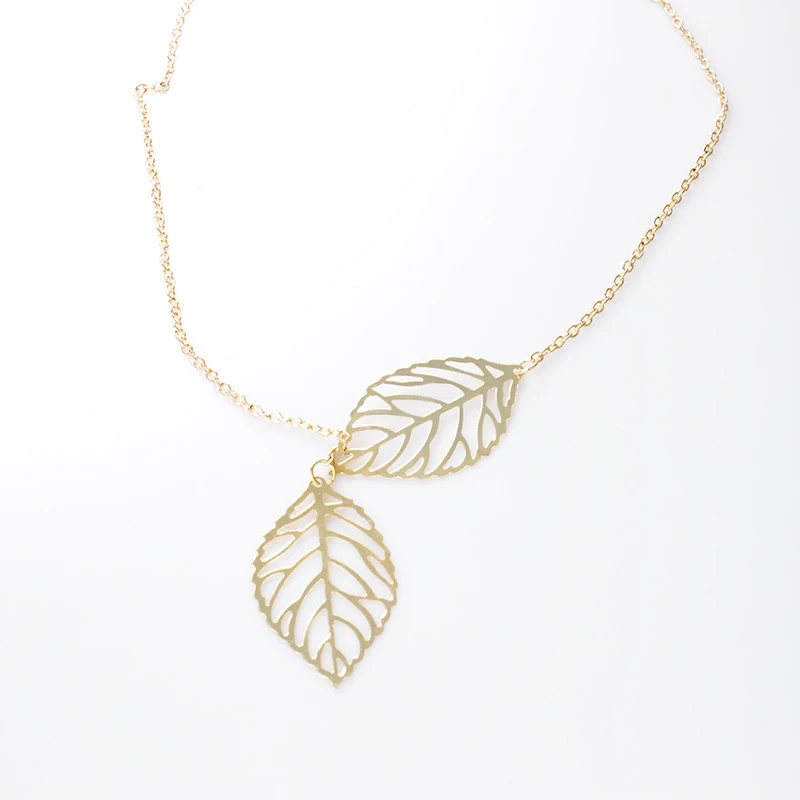 SUMENG New Fashion Jewelry Gold And Silver Color Two – Leaf Pendant Necklace Multi – Layer Statement For Women 2021 Necklace