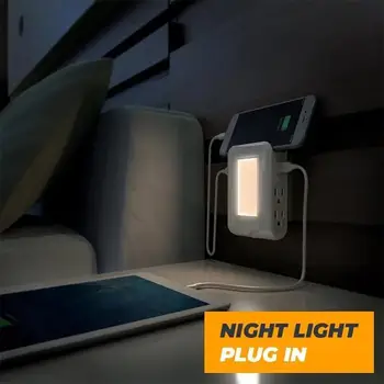 

New 5 in 1 LED Night Light Control Auto Sensor Usb Socket Charging Rack Dual Usb Socket Adapter Mobile Phone Charging Rack