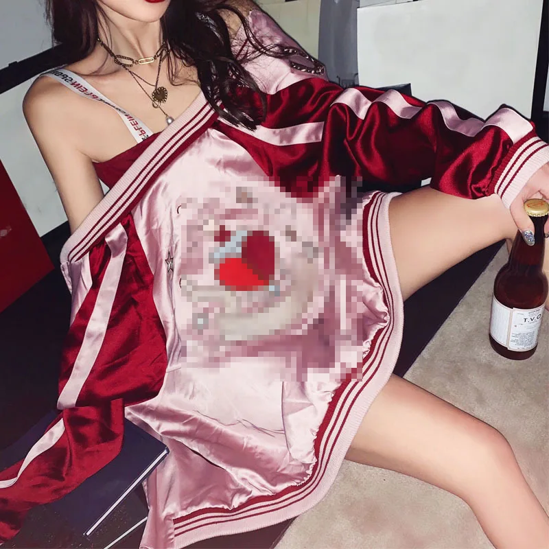 

-Short-height Embroidered Baseball Uniform 2019 Popular Short Jacket Female Spring New Style Korean-style Versatile Loose-Fit Ja