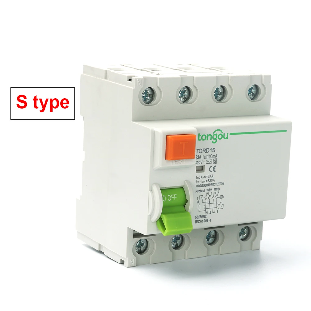 4p S Type Rccb Time Delayed Rcd Elcb Delay Type Differential Switch