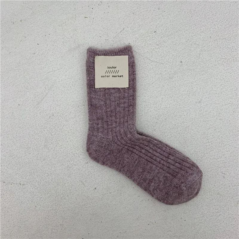 light purple Jeseca кашемировые толстые теплые носки для женщин, зимние шерстяные носки, женские винтажные уличные японские милые носки для девочек в стиле Харадзюку - Цвет: light purple