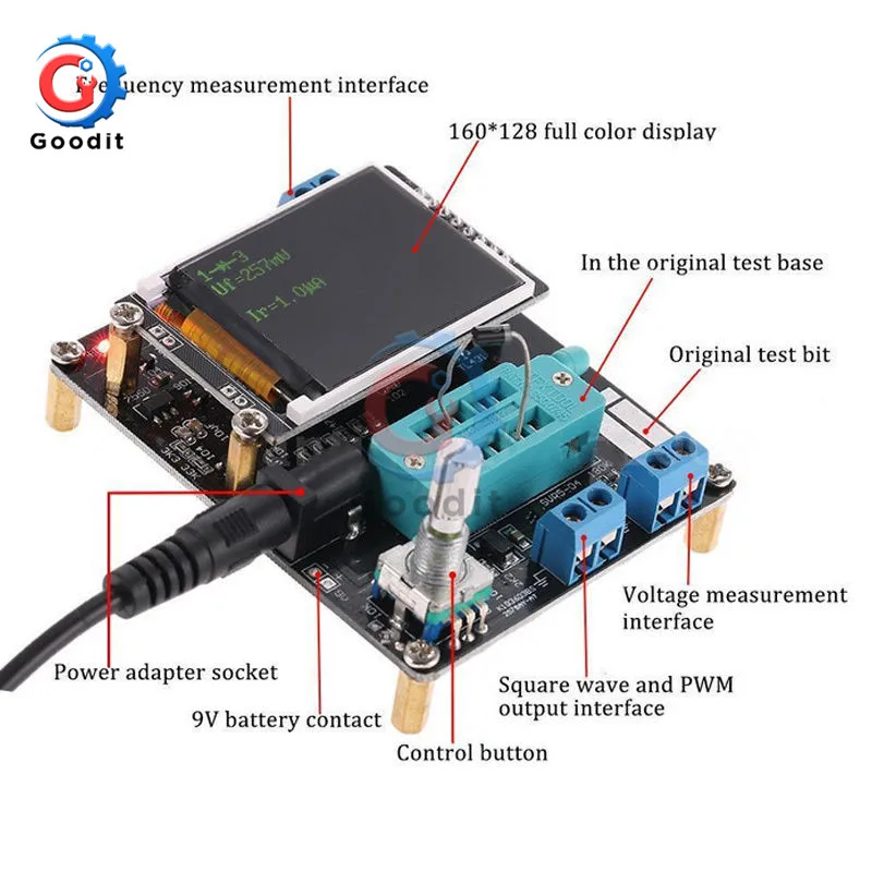GM328A ЖК-цифровой Транзистор тестер NPN/PNP обнаружения диода емкость резистора ESR мультиметр pwm генератор сигналов SMT пайки