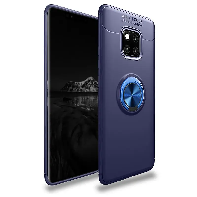 Чехол для huawei mate 20 Pro 20 X, металлический Невидимый кольцевой кронштейн, ТПУ чехол mate 10 Pro, чехол для транспортного средства, магнитная поглощающая крышка - Цвет: blue