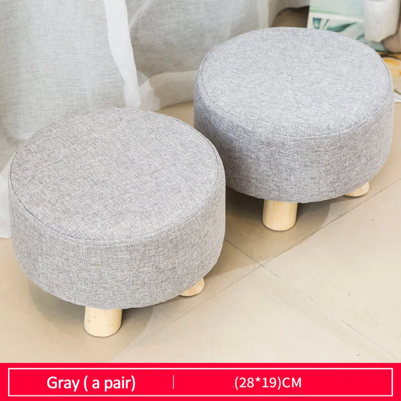 Gray (pair) Тканевый круглый табурет, деревянный стул, Мягкая табуретка для ног, модный домашний диван-стул, пара, мультяшная маленькая скамейка, мебель, 4 ножки - Цвет: Gray (pair)