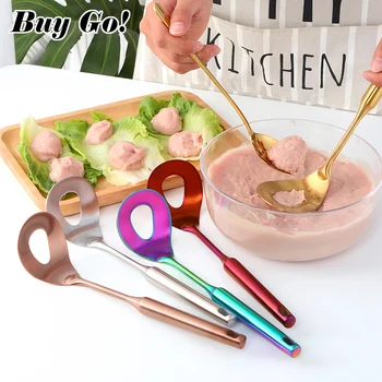 

1 PC Stainless Steel Meatball Maker Spoon Meat Baller with Elliptical Leakage Hole Non-Stick Kitchen Utensil Gadget Meat Tool