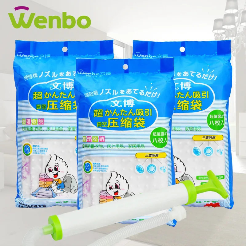

WENBO Manufacturers Vacuum Compression Bag 2 Extra Large 3-in 3 Small Send Suction Pump 9-Pack Vacuum Storage Bag Wholesale