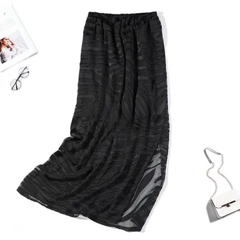 

Women's 100% Silk Burnt-out Fabric Slim Type Maxi Skirt Two-Layer Long Skirt Summer Beach JN464