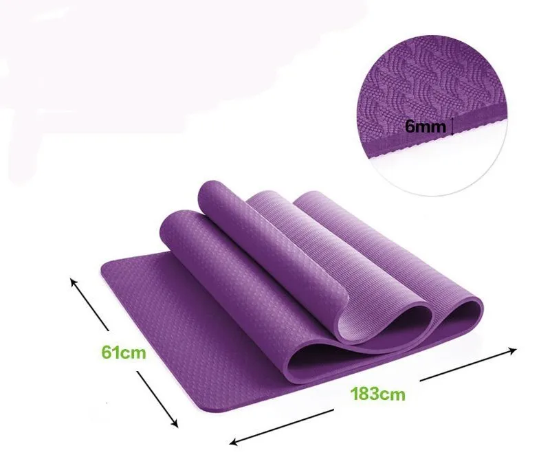183X61 см TPE коврик для йоги, нескользящий двухцветный Регулируемый ремень, здоровый, для спортзала, тренировок, спорта, фитнеса, коврики для йоги, мяча для фитнеса