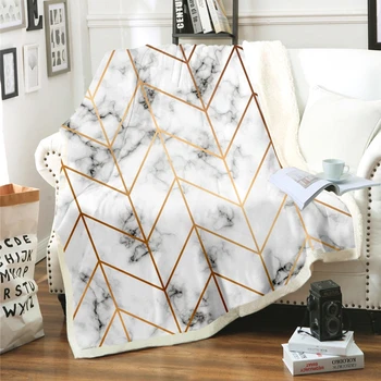

Sherpa Blanket Creative Marble Geometric Velvet Plush Blanket Bedspread For Kids Children Throw Blanket Couch Quilt Cover Travel