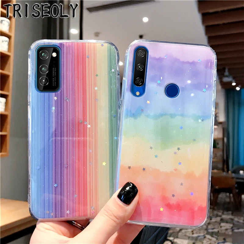 Шикарный чехол из ТПУ для Huawei Y9 Prime 2019 Enjoy 9 10 Plus цветной Радужный телефона Honor V30 V20 9X