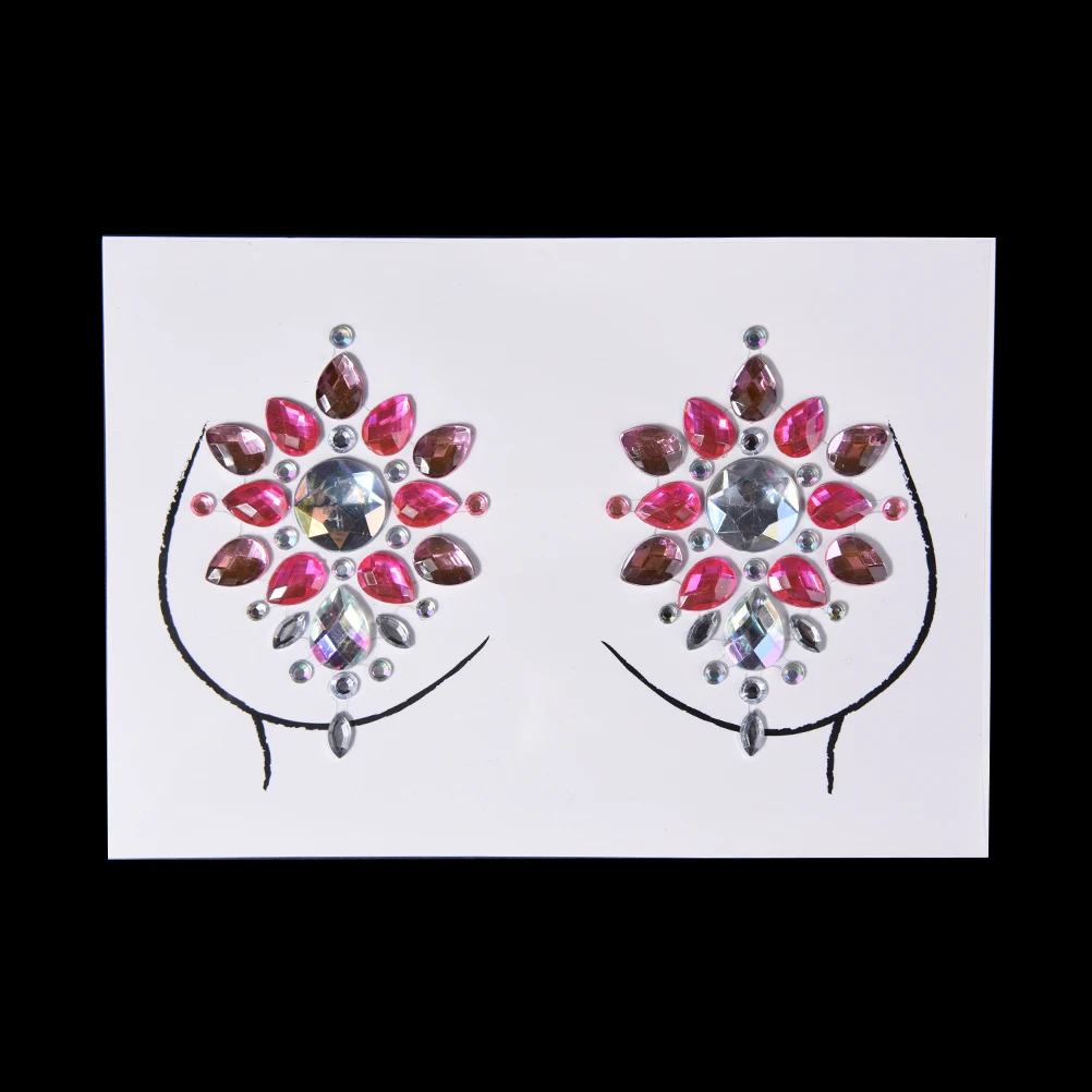1 Sheet Nipple Cover Women Pasties Crystal Adhesive Stickers,Invisible Intimates Bra Accessories 17.5*14cm
