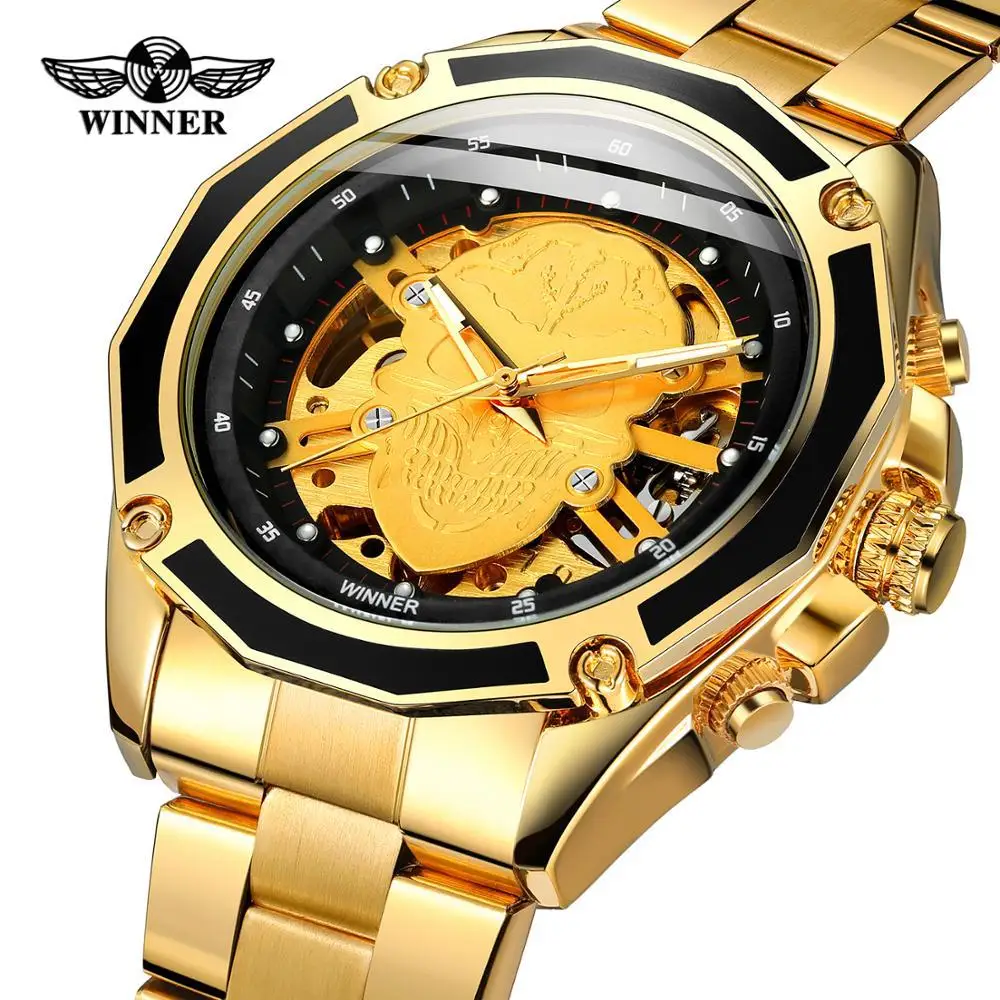 

New Style Winner Europe And America Style Men Fashion Casual Hollow out Skull Waterproof Automatic Machine Watch