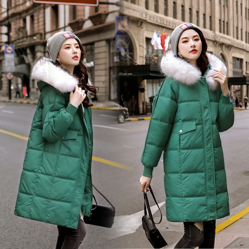 

Photo Shoot 2019 New Style down Jacket Women's Mid-length Korean-style over-the-Knee Large Size Loose-Fit Thickening Large Fur C