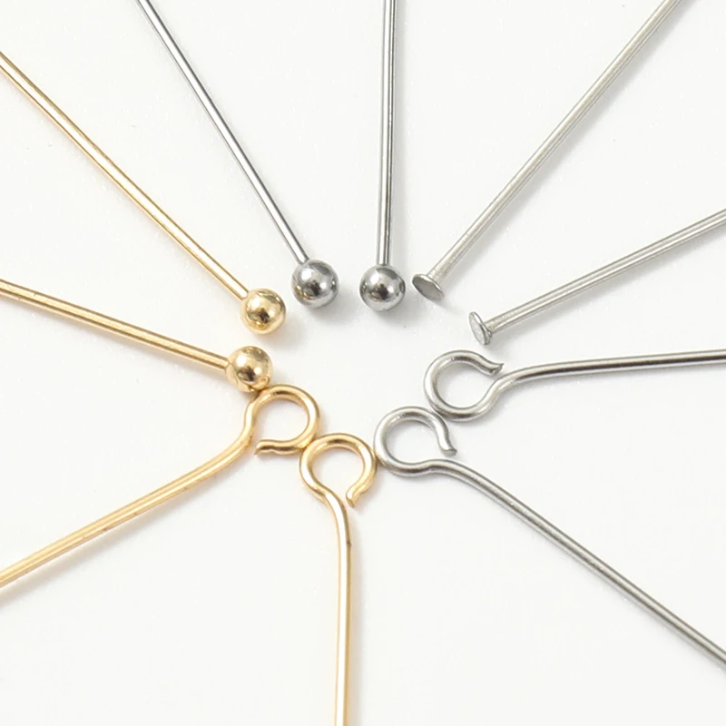 100 Teile/los Edelstahl Headpin Diy Schmuck Zubehör Ohrringe Perlen Auge Pins Flach Kopf Pins Für Schmuck Machen Liefert – Detail 2