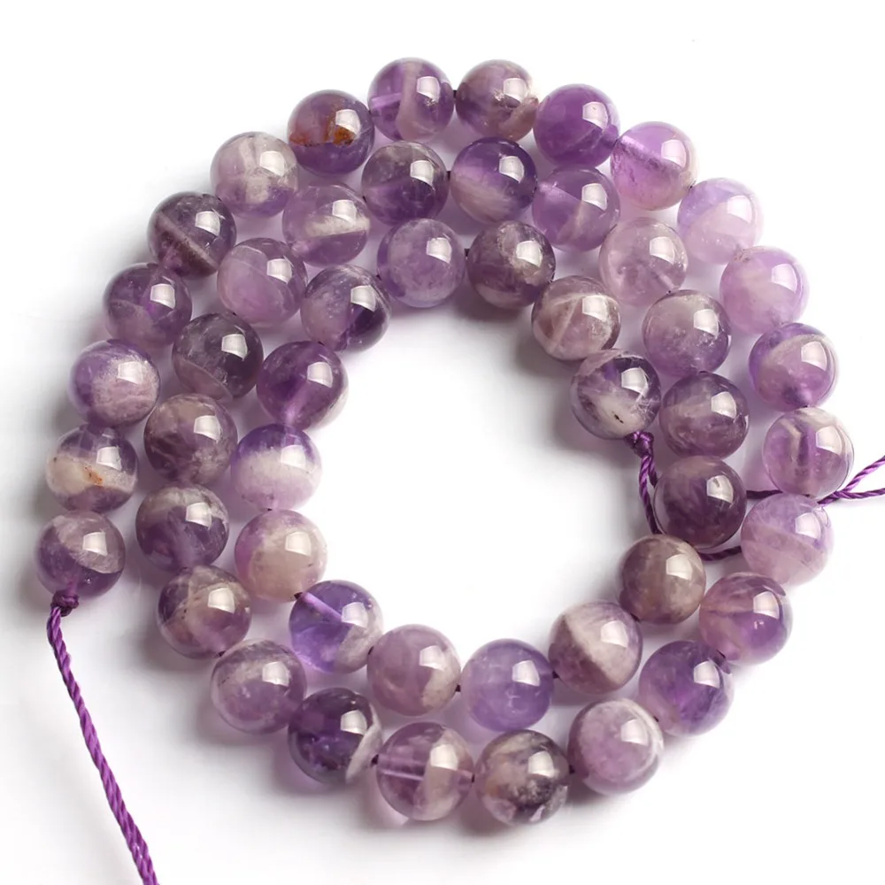 Purple Crystal Натуральный круглый тигровый глаз Амазонит гранат Агаты ангелит кварц Лава бусины для самостоятельного изготовления ювелирных изделий браслет аксессуары 15'' - Цвет: Purple Crystal