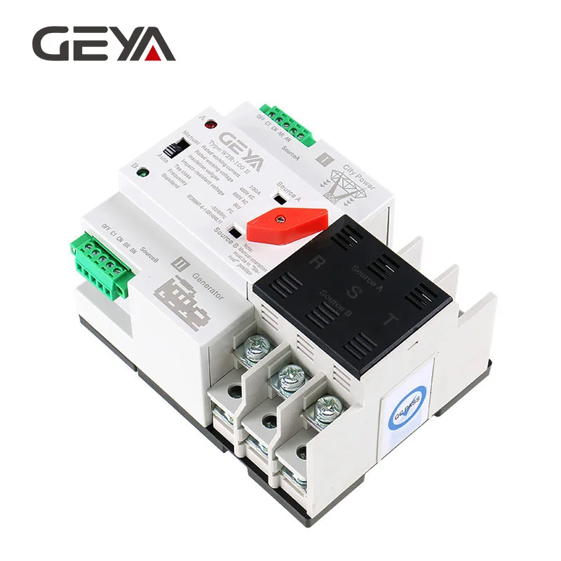 GEYA W2R-3Pole на din-рейке автоматический переключатель трехфазный ATS 100A переключатель передачи мощности
