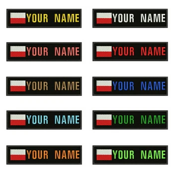 

Poland Flag Embroidery Custom Name Text Patch Stripes badge Iron On Or Sew On Or Velcro Backing Patches For Clothes Backpack Hat