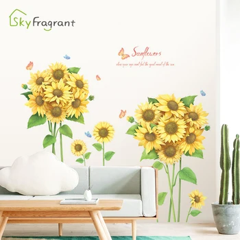 

Sunflowers wall sticker rural self-adhesive stickers living room background wall decor bedroom decor home decor room decoration